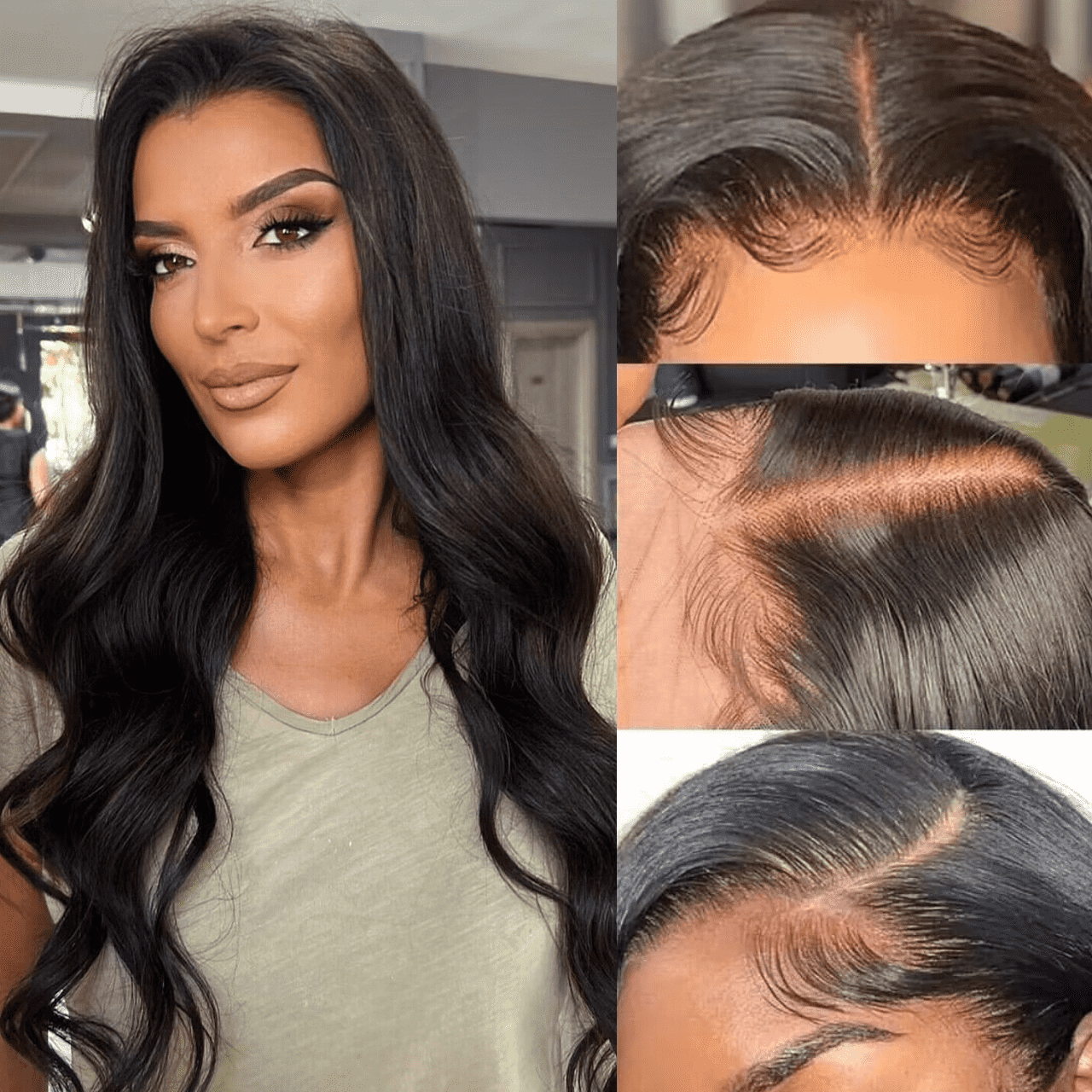 Natural Black Long Wigs Body Wave Lace Front Human Hair Wigs For Women With Baby Hair