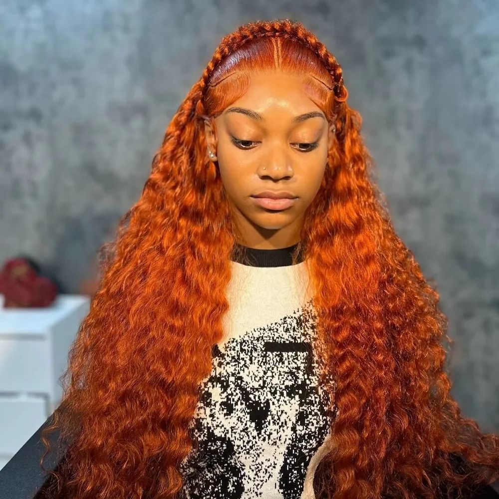Zlike Water Wave #350 Ginger Orange Colored Lace Front Wigs 100% Human Hair Wigs For Women