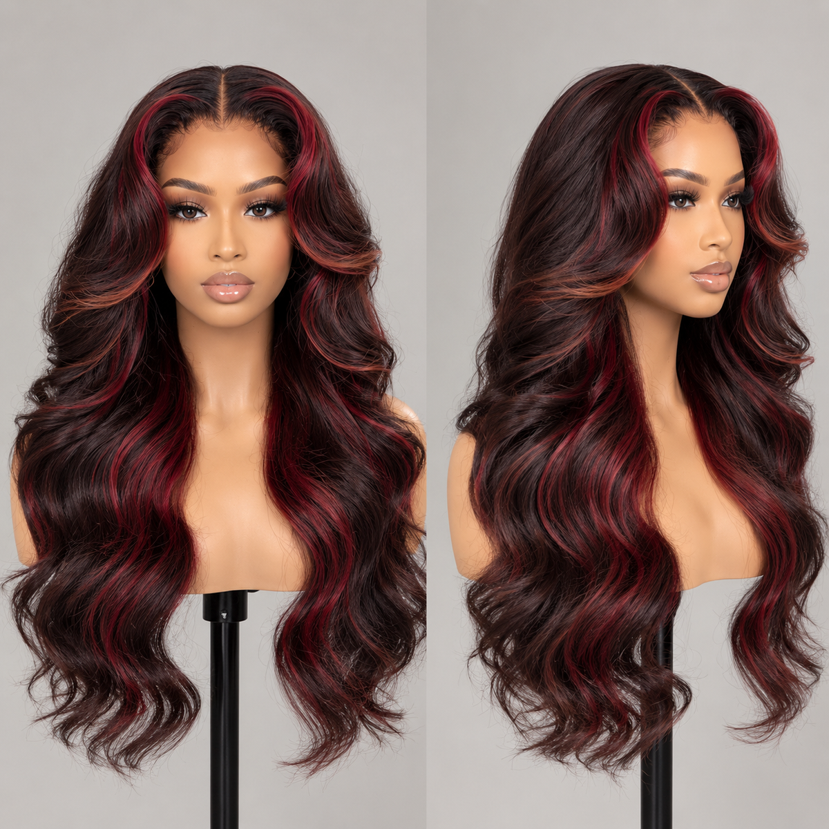 Zlike Natural Black With Highlights Body Wave Wig 6x6 Lace Front Glueless Human Hair Wig Pre-Cut Lace Beginner Friendly