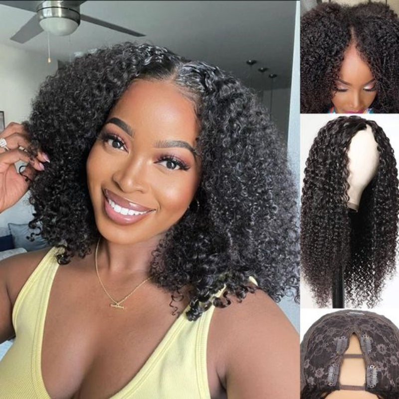 U/V Part Glueless Wig No Leave Out Quick & Easy Affordable Human Hair Wigs Flash Sale