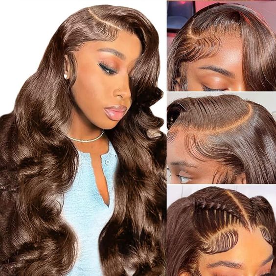 [BOGO] #4 Chocolate Brown Body Wave Lace Front Wig Pre Plucked Human Hair Wigs With Baby Hair