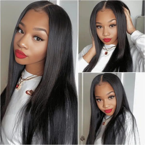 Pre Plucked Skily Straight Transparent Lace Wig High Density 100% Human Hair Wigs For Women