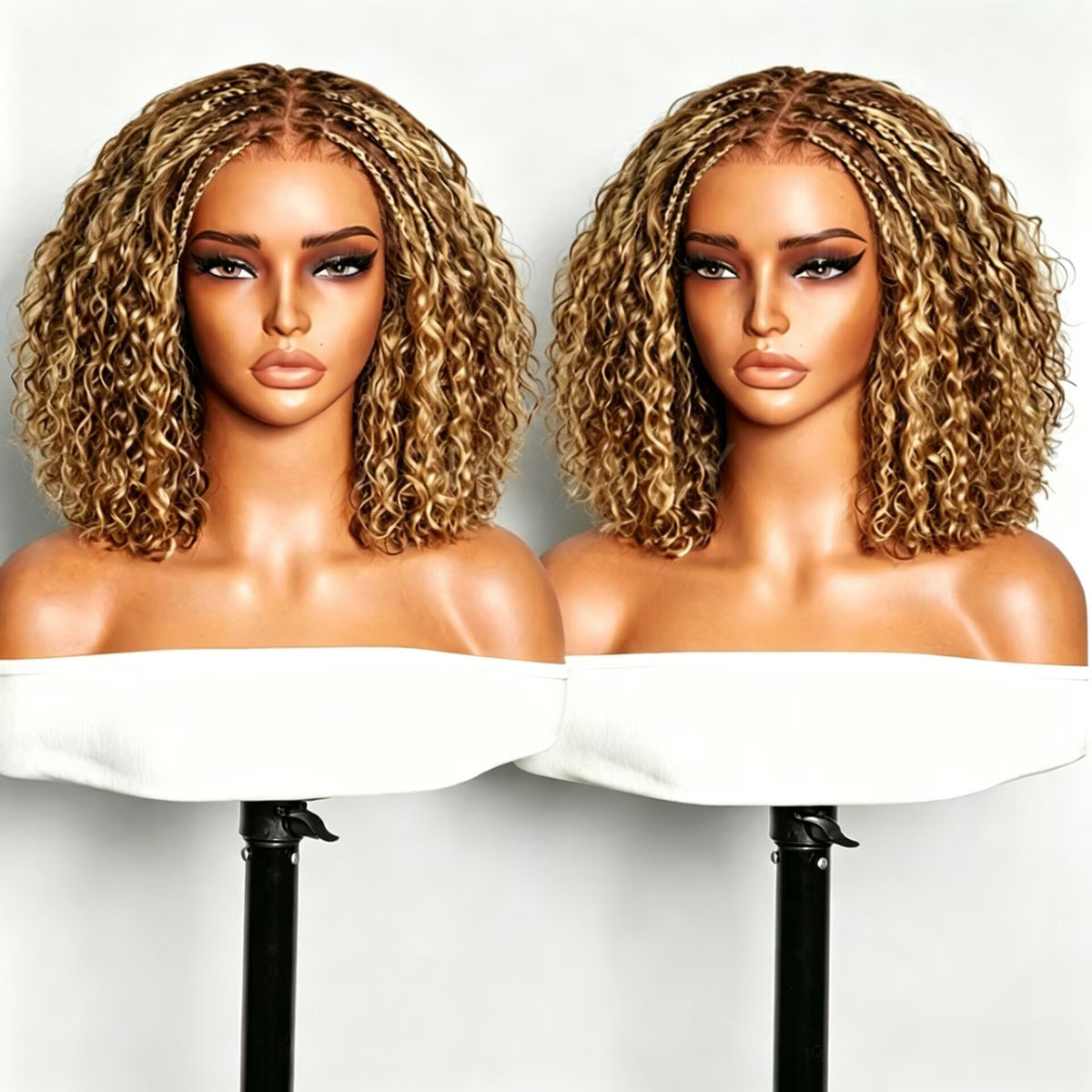 Zlike Boho Braids Blonde Highlight Water Wave Human Hair Wig 7x5 Lace Glueless Pre-Styled Wig