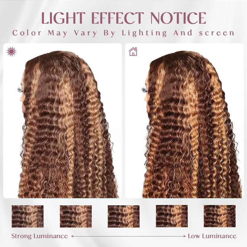Zlike 13x4 Lace Front Wigs Honey Blonde Highlight Water Wave Human Hair Wigs