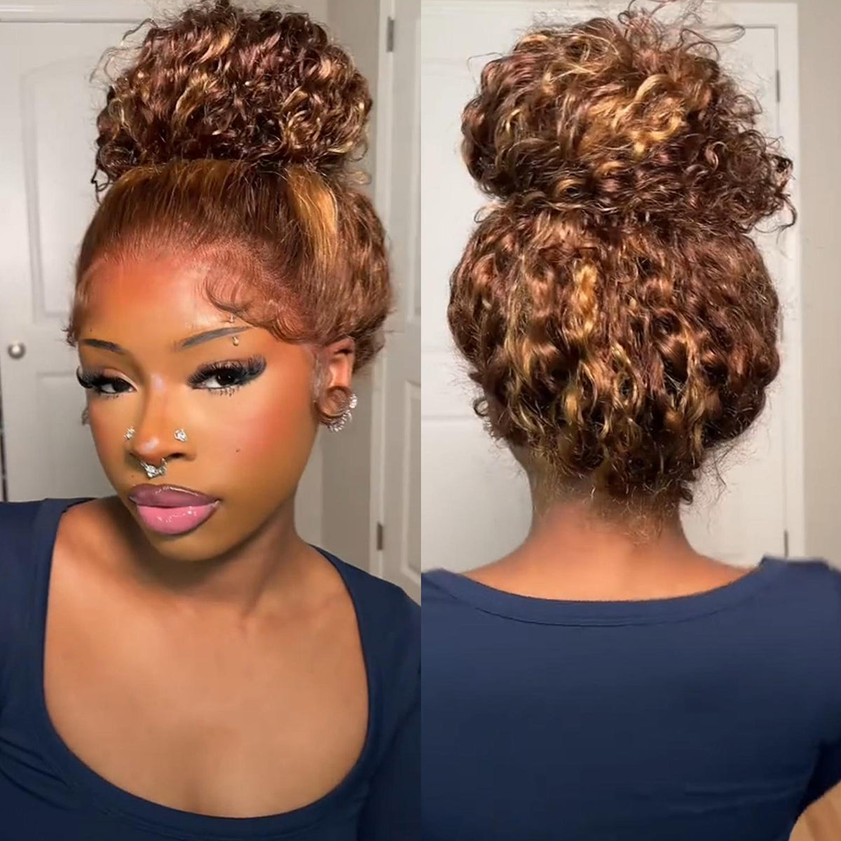 Water Wave Invisi Band 360 Lace Frontal Wigs Highlight Honey Blonde Glueless Human Wigs