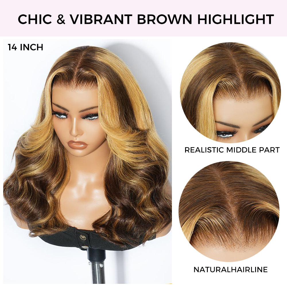 Zlike 7x5 Transparent Lace Glueless Wigs Virgin Human Hair Layer Bouncy Curls Wigs Custom Blonde Highlight Color