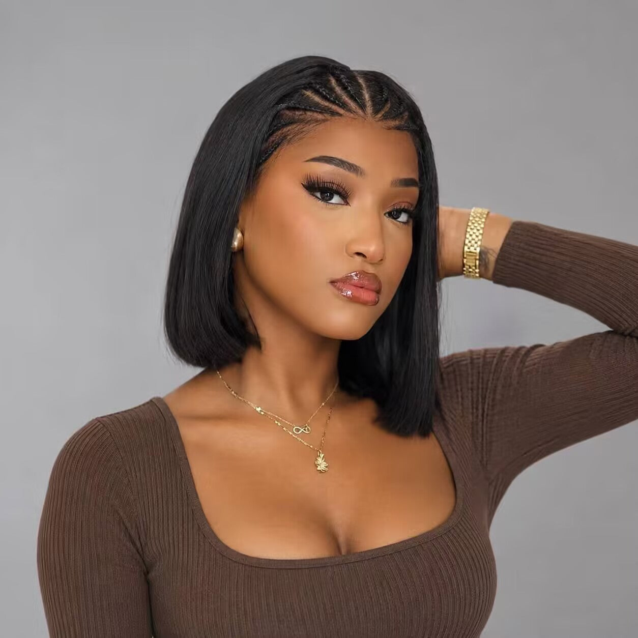 Zlike Glueless 7x5 Pre-Cut Lace Bohemian Braided Natural Black Straight Bob Wig Beginner Friendly Human Hair Wig