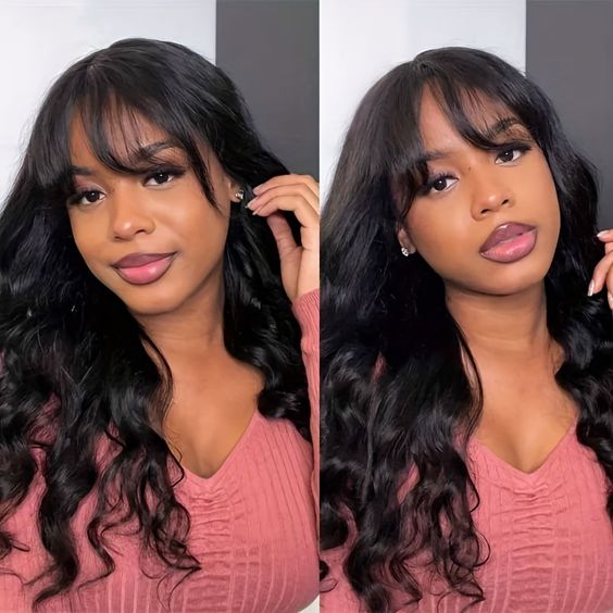 Ready To Go Glueless Body Wave Transparent Top Lace Wig Pre Bleached Human Hair Wigs With Bangs