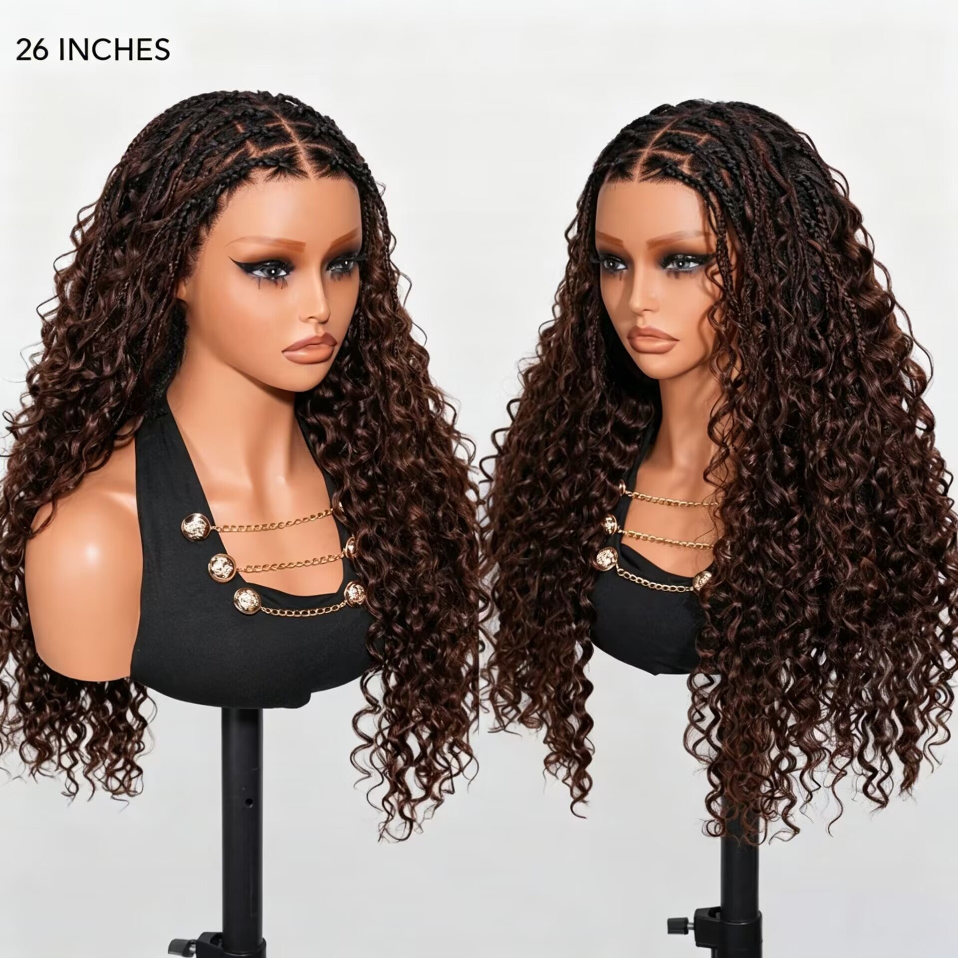 Zlike Boho Braided Water Wave Wig T1B/4 Ombre Brown 13x6 Lace Glueless Human Hair Wig
