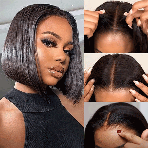 Glueless Invisible Lace Straight Short 4x4 Bob Human Hair Wigs | Flash Sale