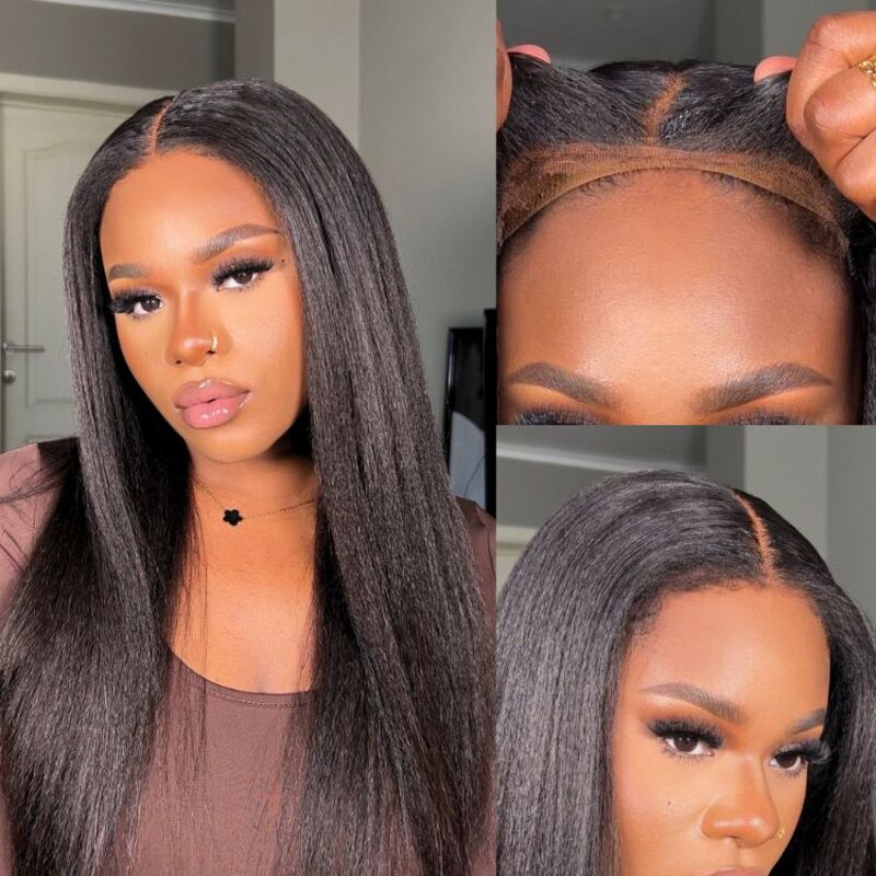 Ready Go Glueless Yaki Straight 5X5 HD Lace Closure Wigs Beginner Friendly