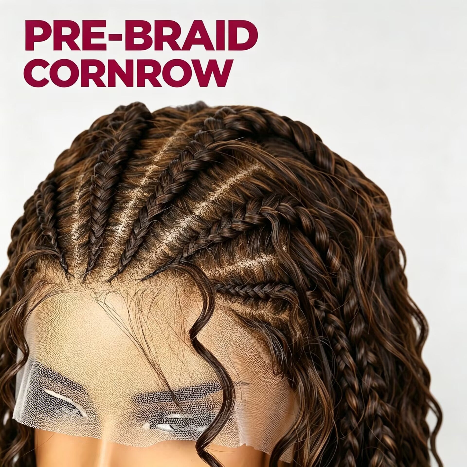 Zlike 13x6 Lace Front Cornrow Curly Boho Braids Wig with Face Framing Glueless Pre Plucked Lace Wig with Baby Hair