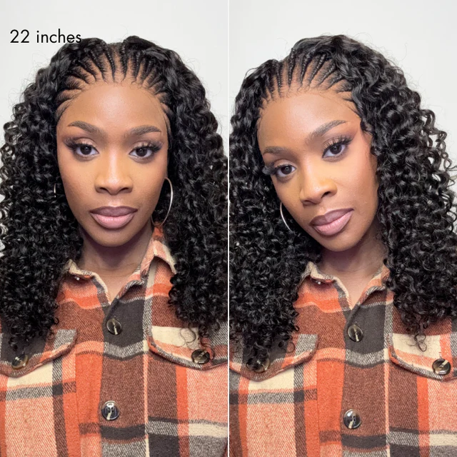 Zlike Glueless Pre Braided Wigs Fulani Braids Deep Wave Drawstring 360 Full Lace Frontal Human Hair Wigs For Women Knotless