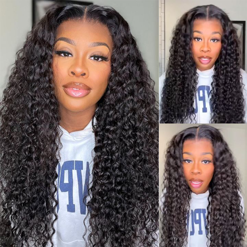 13x4 Transparent Lace Front Kinky Curly Wig Pre Bleached 100% Virgin Human Hair Wigs