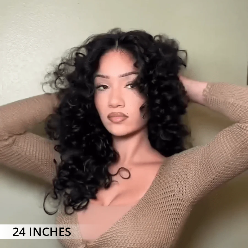 Zlike 300% Density Bouncy Loose Curl Glueless 7x5 Closure Pre-Cut Lace Curly Wigs Human Hair Breathable Cap Wigs For Women