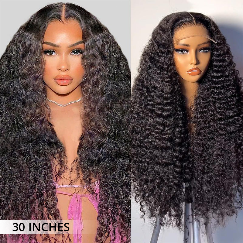 300% Density Deep Curly Transparent Lace Front Wigs Thick Fluffy Virgin Human Hair Wigs