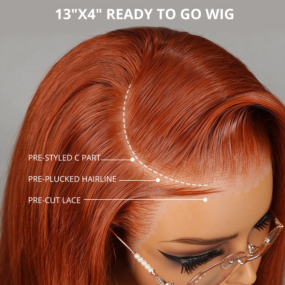 Zlike Body Wave Ginger Wigs Layered Hair Side Part Redhead 13x4 Lace Front Wigs