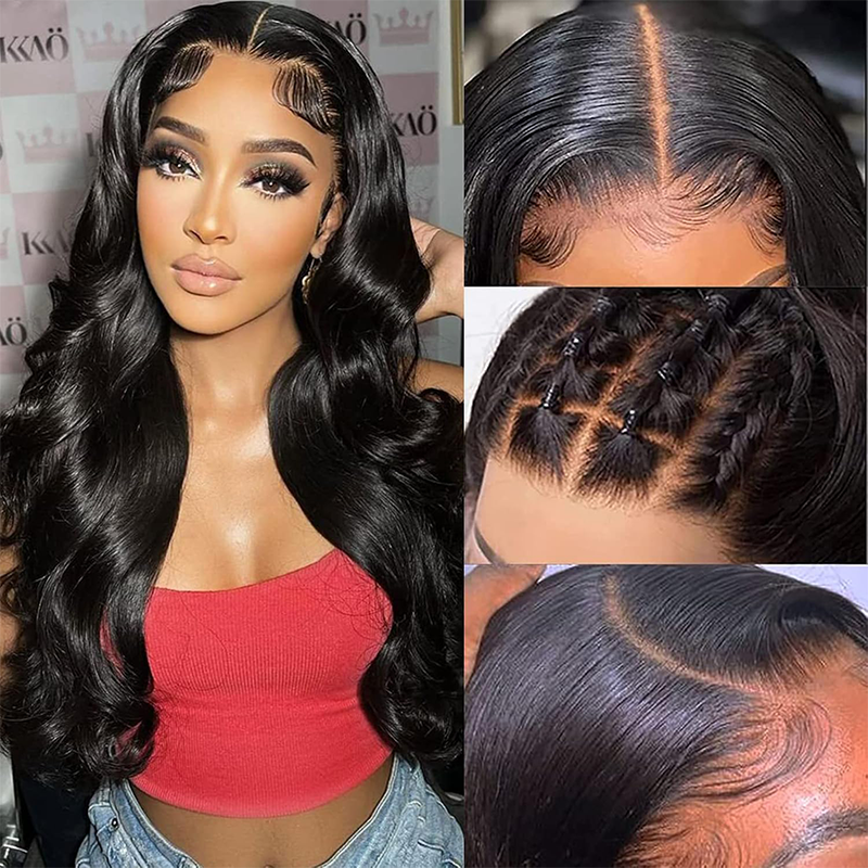 Body Wave 13x4 Transparent Lace Front Wig Pre Plucked Virgin Human Hair Wigs