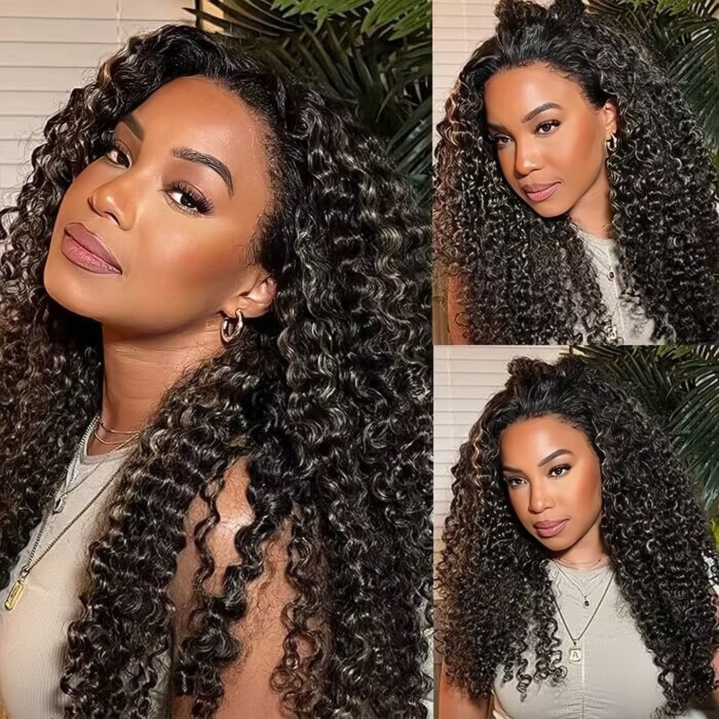 Zlike 4C Edge Curly Wigs Highlight Blonde Pre Cut Lace Front Human Hair Wigs 250% Density Pull To Wear Wigs