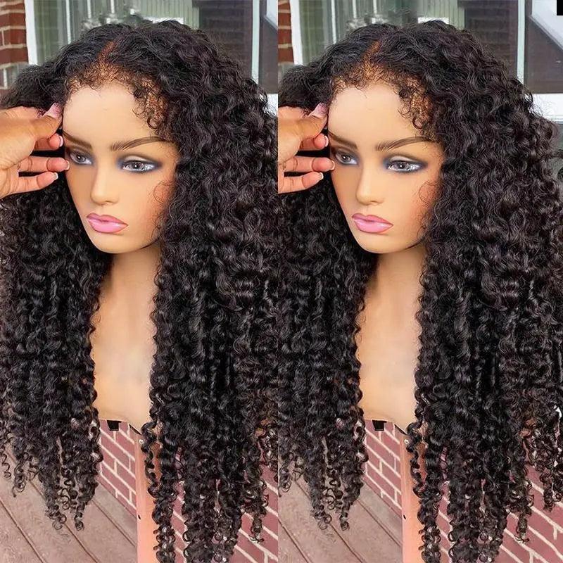 Zlike 4C Curly Edge Pre Cut Lace Closure Wigs 250% Density Human Hair Glueless Wigs