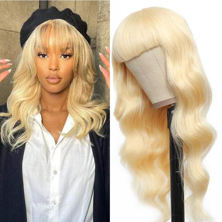 $189 = 3Wigs | Bob Glueless Wear & Go Kinky Curly Wig With Bangs + Glueless Wear & Go 613 Blonde Body Wave Wig With Bangs + Bob Glueless 4x4 Lace Closure Straight Wig