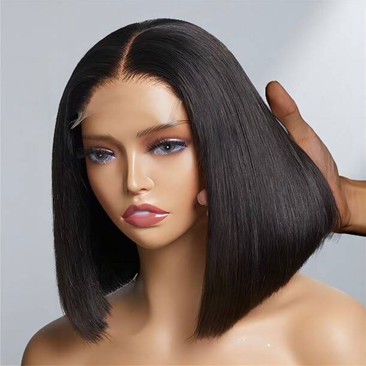 Short Straight Bob Glueless Lace Closure HD Lace Bob Wig 180% Density