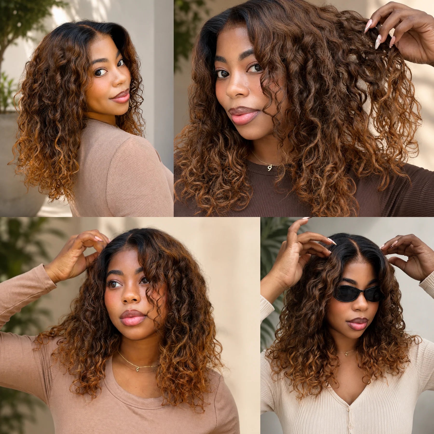 Zlike 250% Density Exotic Pixie Curly T1B/4/30# Ombre Brown Colored Glueless Lace Wig Ready To Wear
