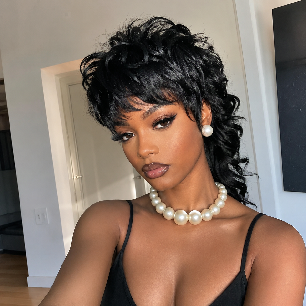 Zlike 80s 90s Mullet Pixie Cut Human Hair Wig For Black Women Curly Short Glueless Full Machine-Made Wig