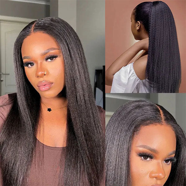 Yaki Straight Nautral Black 13x4 Lace Frontal Human Hair Wigs With Baby Hair | Flash Sale