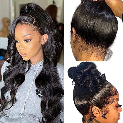 360 Lace Frontal Wigs Body Wave Invisi-Band Transparent Lace Frontal Human Hair Wigs Bleached Knots