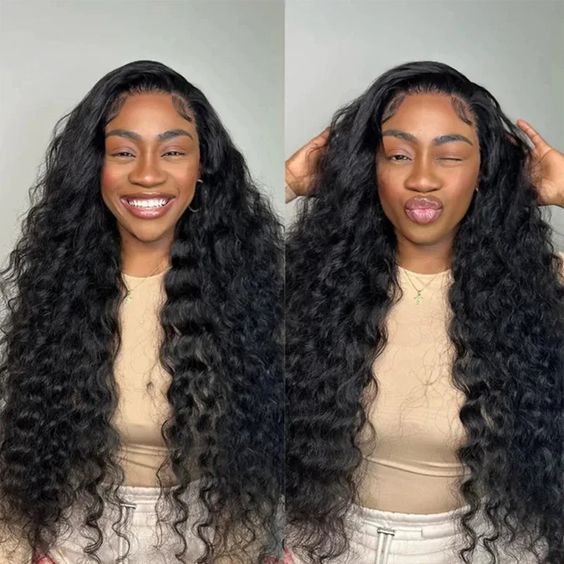 5x5 Deep Wave Human Wigs Swiss HD Lace Closure Wig Pre Plucked