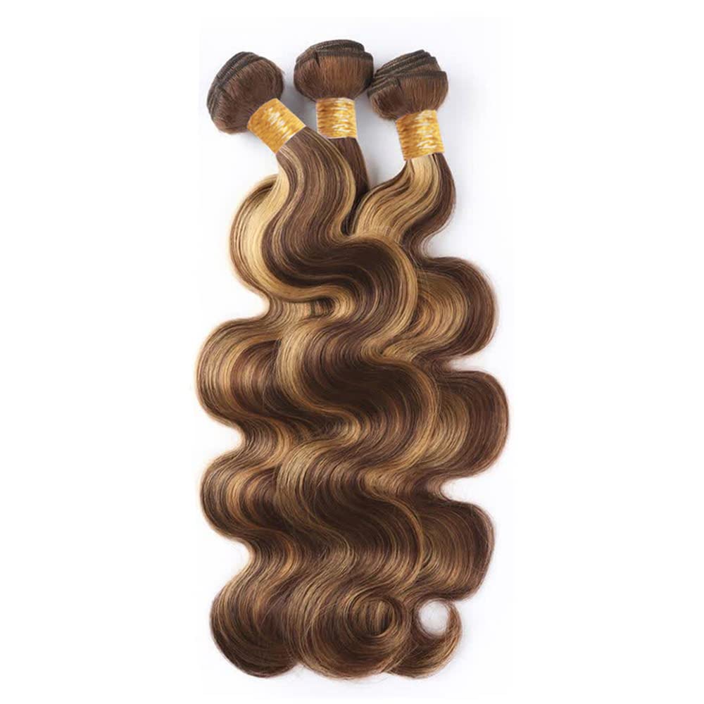 Highlight P4/27 Body Wave Hair 3 Bundles with 4x4 Lace Closure Unprocessed Human Virgin Hair-Zlike