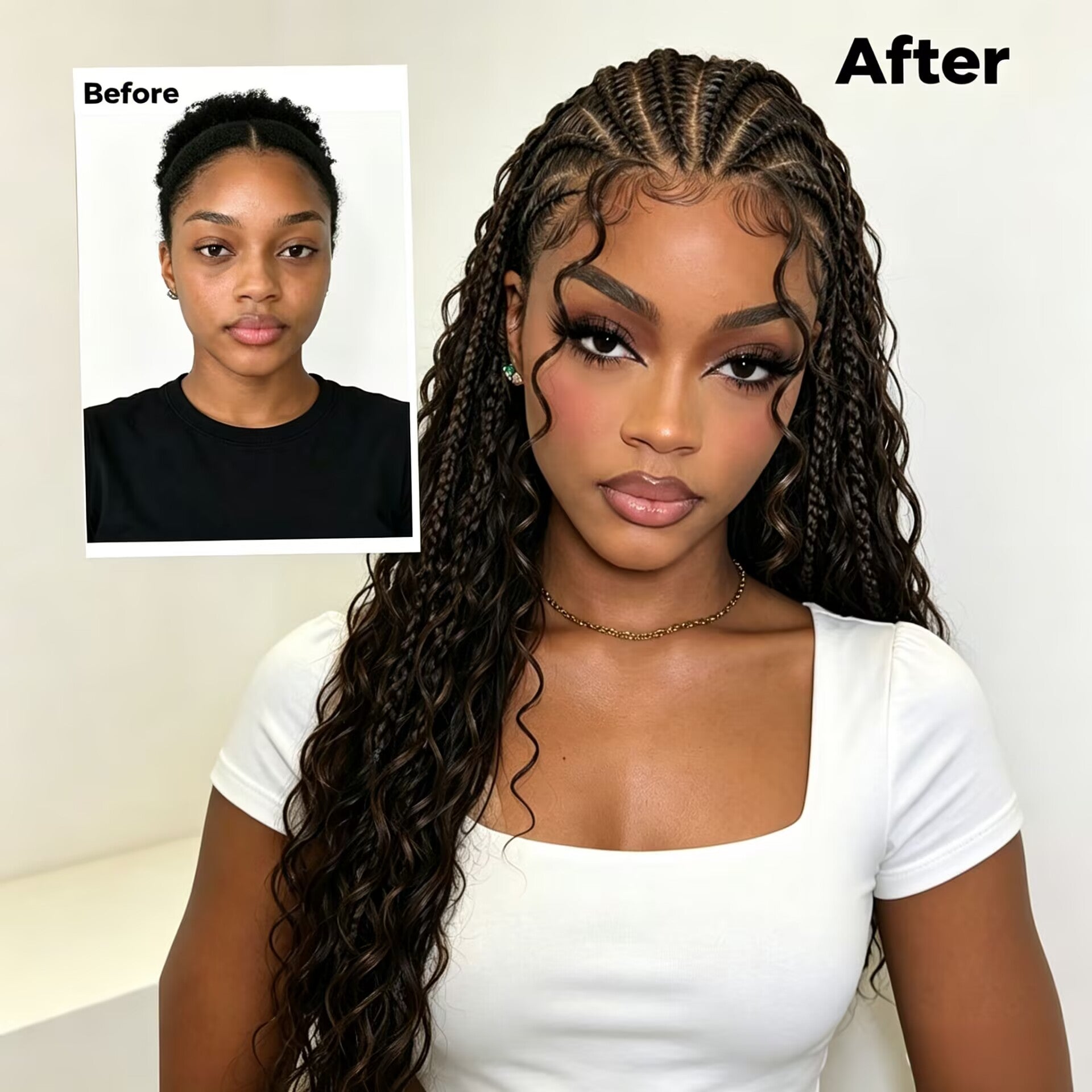 Zlike 13x6 Lace Front Cornrow Curly Boho Braids Wig with Face Framing Glueless Pre Plucked Lace Wig with Baby Hair
