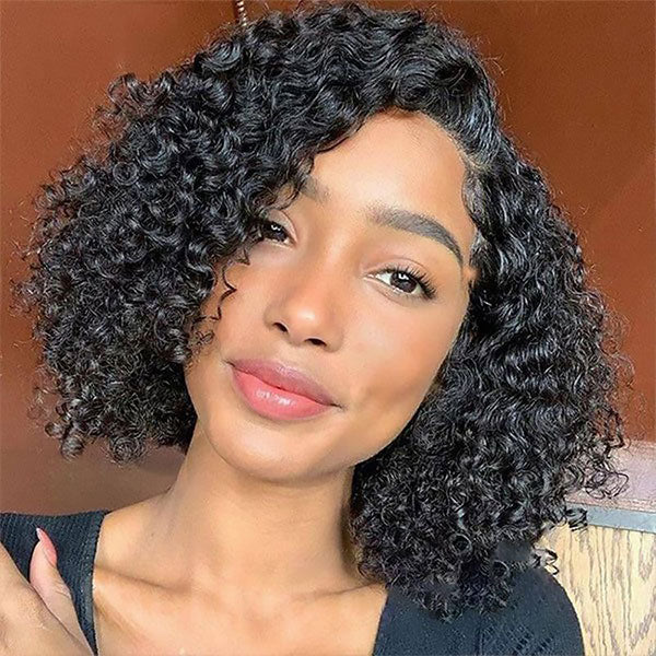 Deep Wave Lace Front Wig Human Hair Short Bob Lace Frontal Wigs For Women