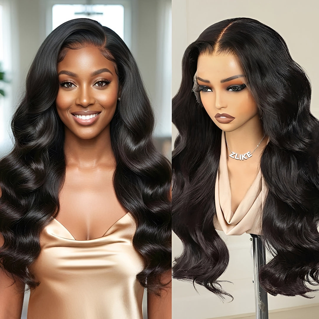 Zlike 13x6 Body Wave Transparent Lace Front Wigs Human Hair for Women Human Hair Wigs with Baby Hair Natural Black