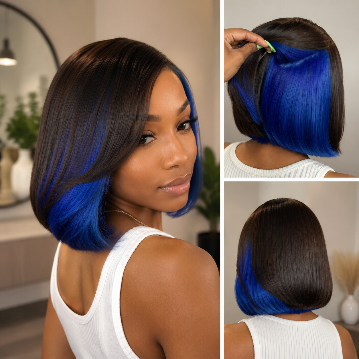 Zlike Multicolor Peekaboo Highlight Bob Wig Glueless Transparent Lace Human Hair Short Bob Wig