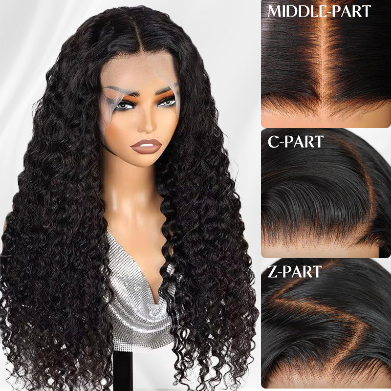 Free Part Natural Color Deep Wave Transparent Lace Front Wig Bleached Knots Human Hair Wigs