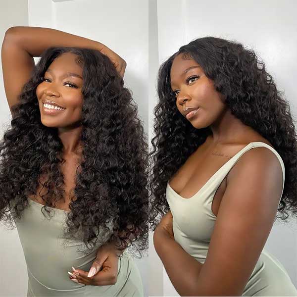 [Aicrelery] Water Wave Invisi-Strap Breathable 360 Lace Frontal Wigs Bleached Knots Pre Cut Human Hair Wigs