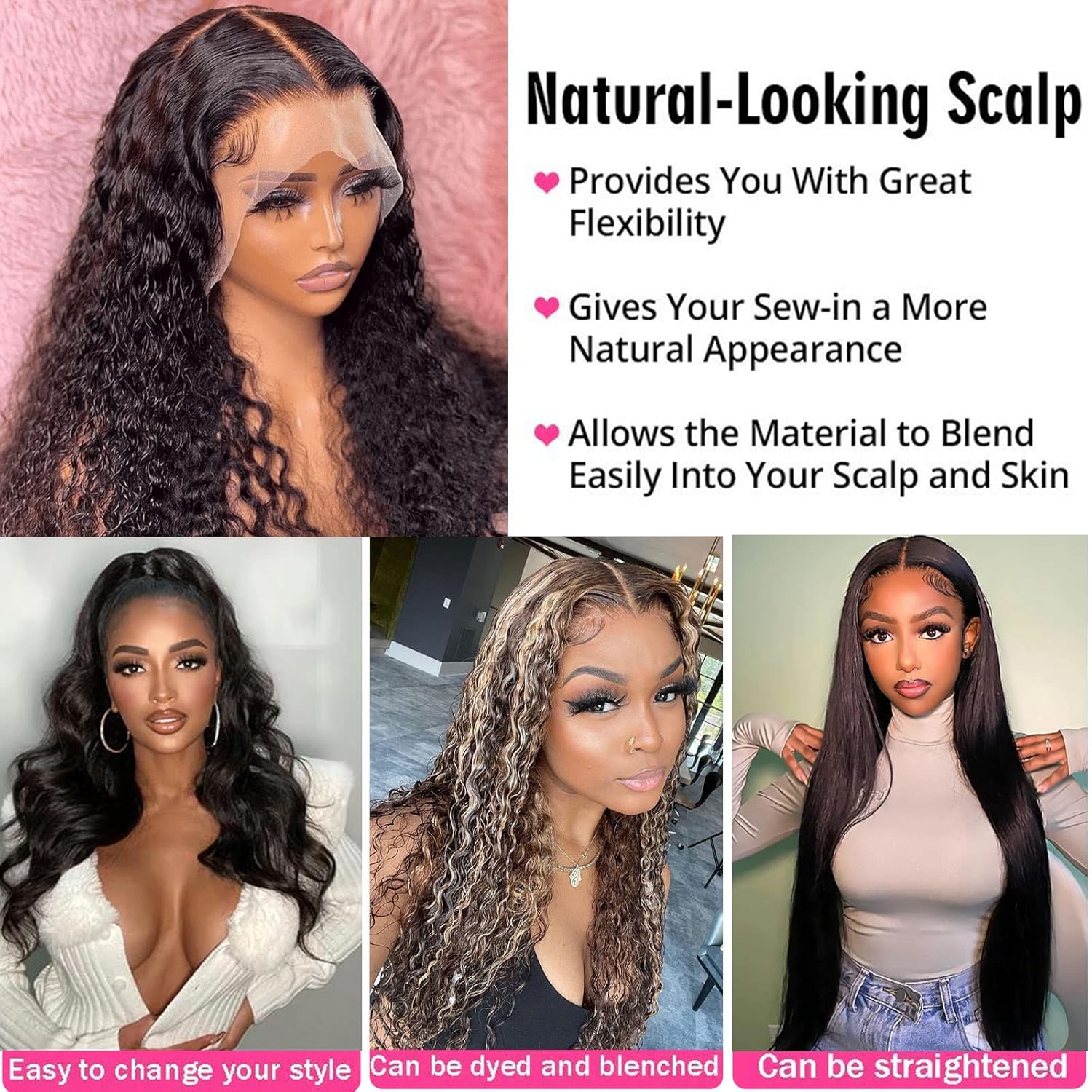 [ ZLIKE Amazon Clearance ] Pre Bleached Water Wave 13x6 Transparent Lace Front Wig Natural Color Human Hair Wigs High Density