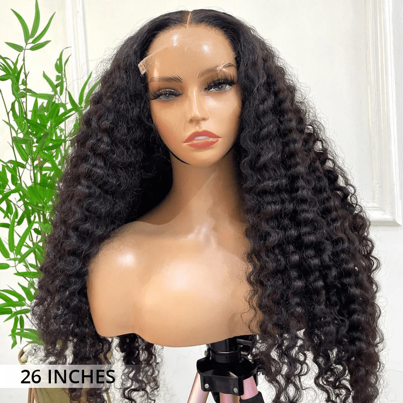 Deep Wave Transparent Lace Closure Wigs 100% Human Hair Wigs  Beginner Friendly