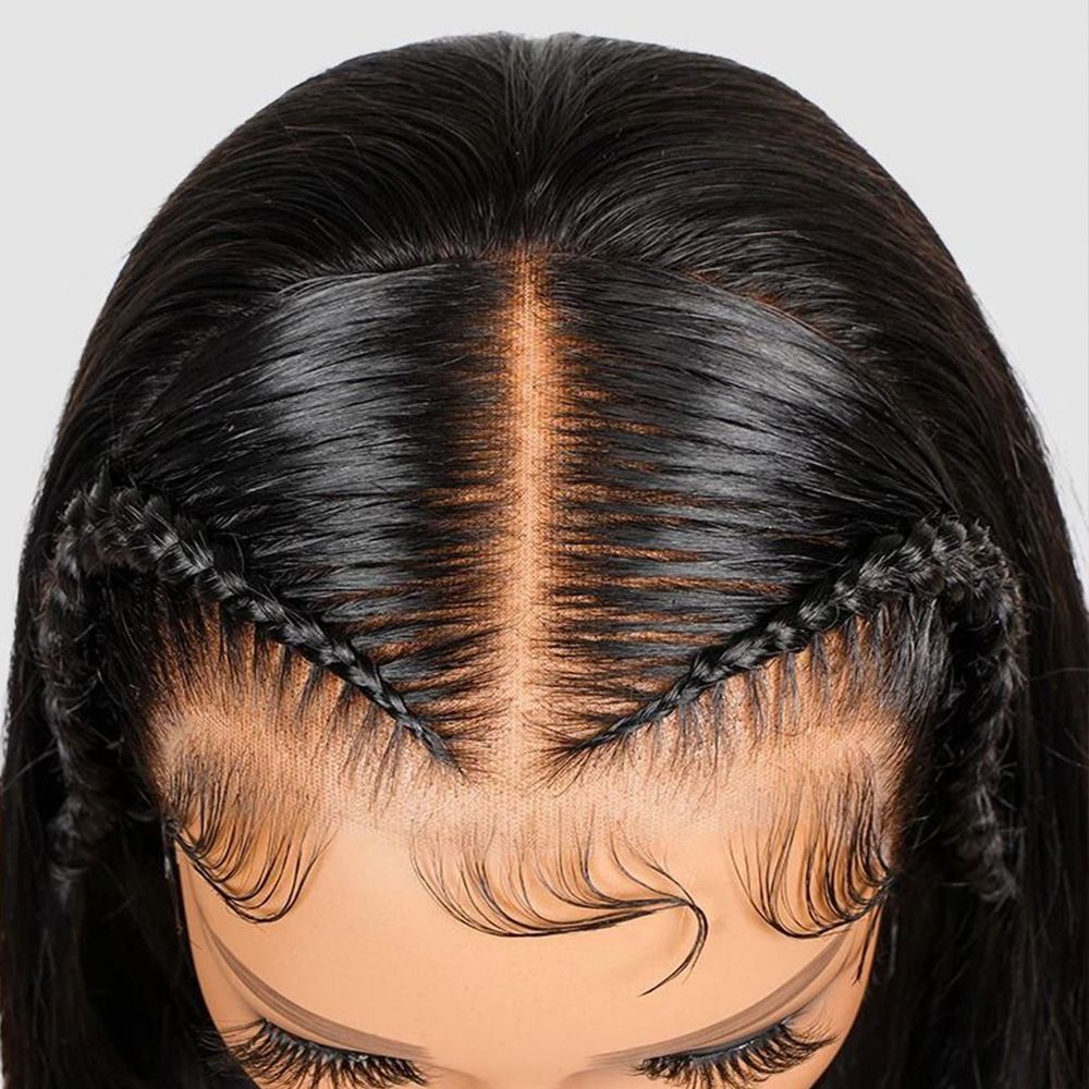 Zlike Ready To Go Straight Blunt Cut Bob Wigs 13x4 Front Wigs With Braids in Front