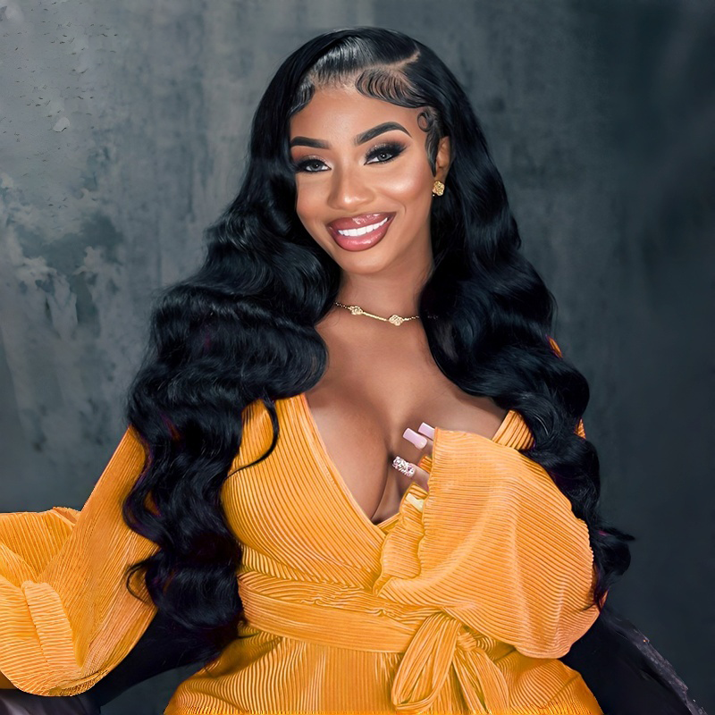 Zlike 180% Density 3D Body Wave Lace Frontal Wigs Human Hair Pre Plucked Gluless Wigs