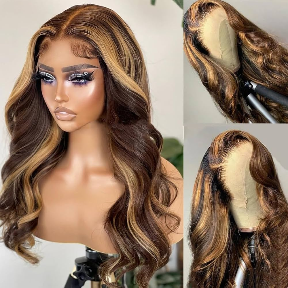 Clearance Sale |  Honey Blonde Highlight 13x6 Lace Front Body Wave Wigs Human Hair Wigs