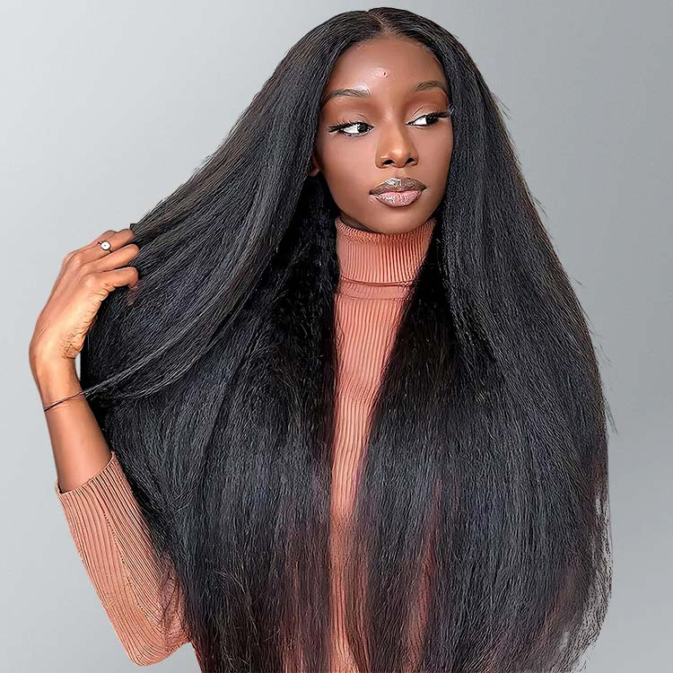 Zlike Kinky Straight Transparent Glueless Lace Front Wigs 100% Virgin Human Hair For Women Wear Go Wigs
