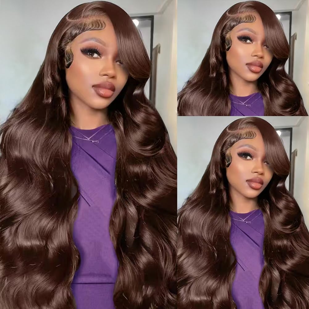 Chocolate Brown #4 Body Wave Wig Lace Front Wigs With Baby Hair For Women-Zlike