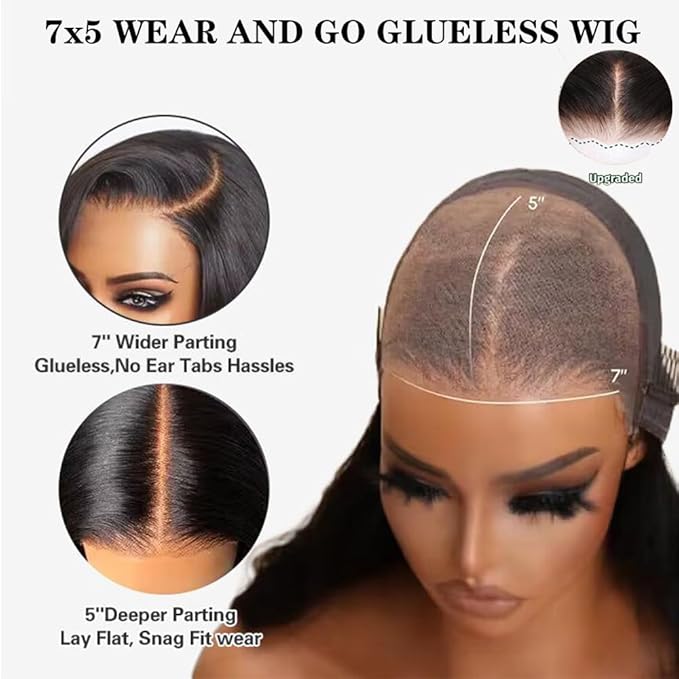 Ready To Go Body Wave 7x5 Transparent Lace Wig Pre Cut Glueless Human Hair Wigs For Women