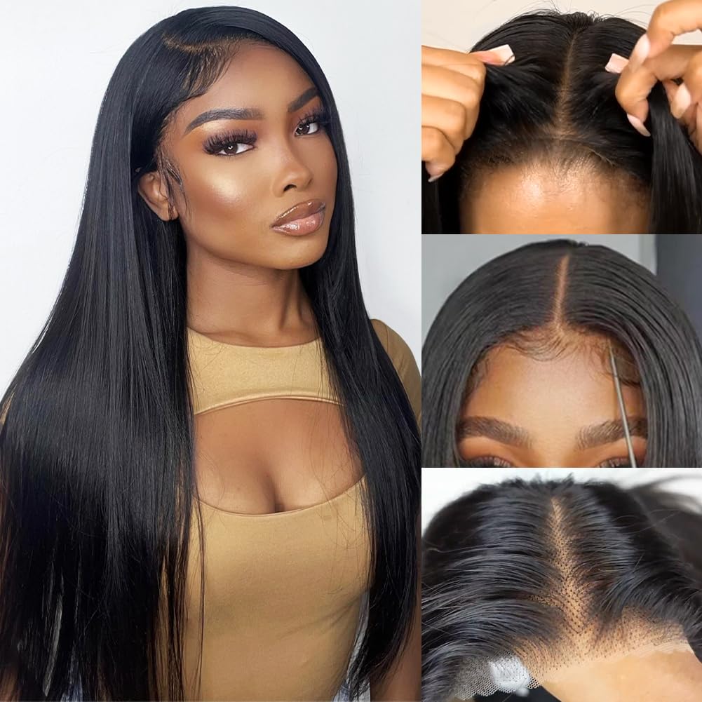 Flash Sale | Pre-Plucked Straight 9x6 Glueless Human Hair Lace Closure Wigs Bleached Knots Natural Hairline