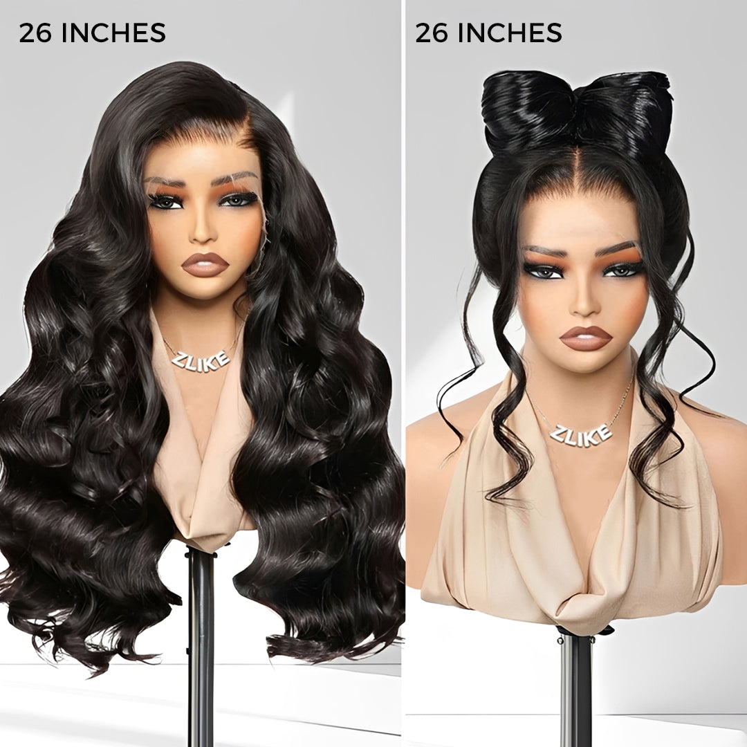 Zlike 13x6 Body Wave Transparent Lace Front Wigs Human Hair for Women Human Hair Wigs with Baby Hair Natural Black