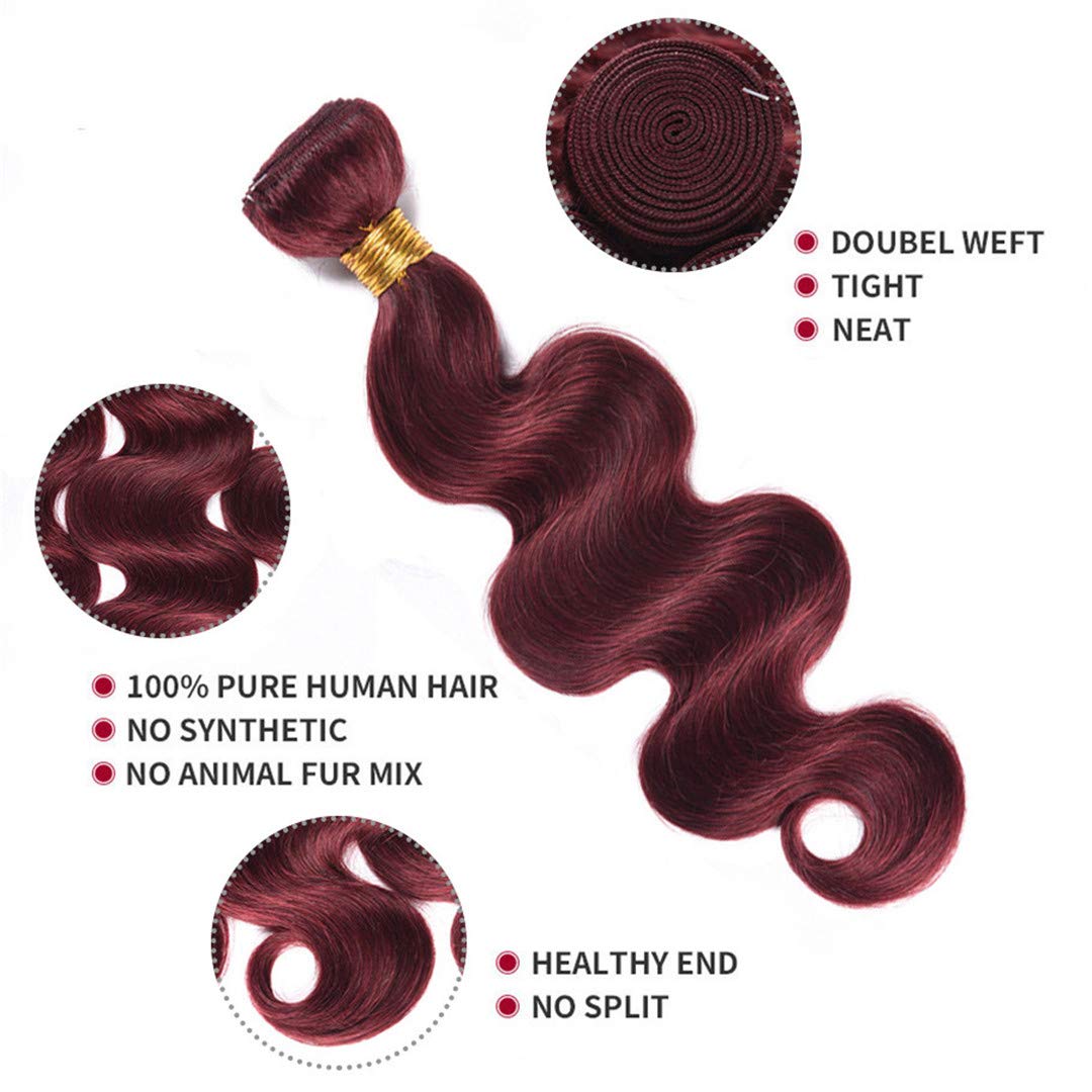 4Pcs 99J Body Wave Virgin Human Hair Weave Bundles-Zlike