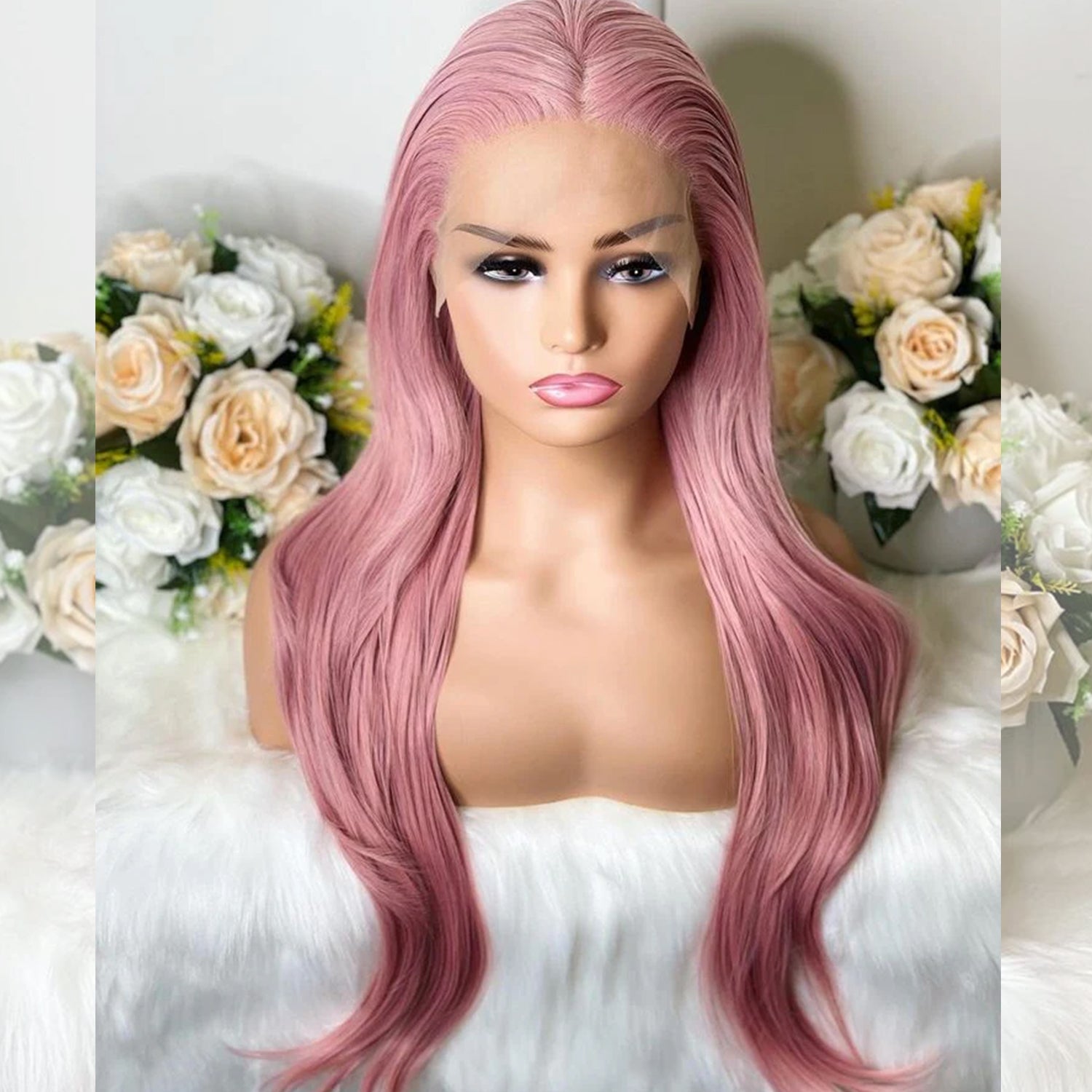 Zlike Hair 13x4 Fairy Pink Color Hair Transparent Lace Front Human Hair Wigs